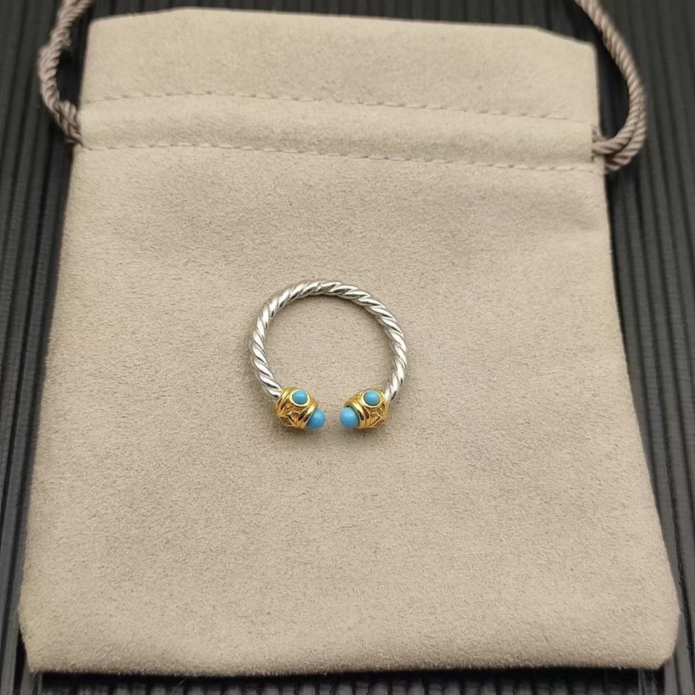 David Yurman Renaissance Cable Turquoise Open Ring Sterling - Picture 3 of 4